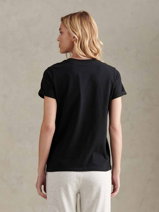 Womens Large Tonal Double Horsemen T-Shirt in Black