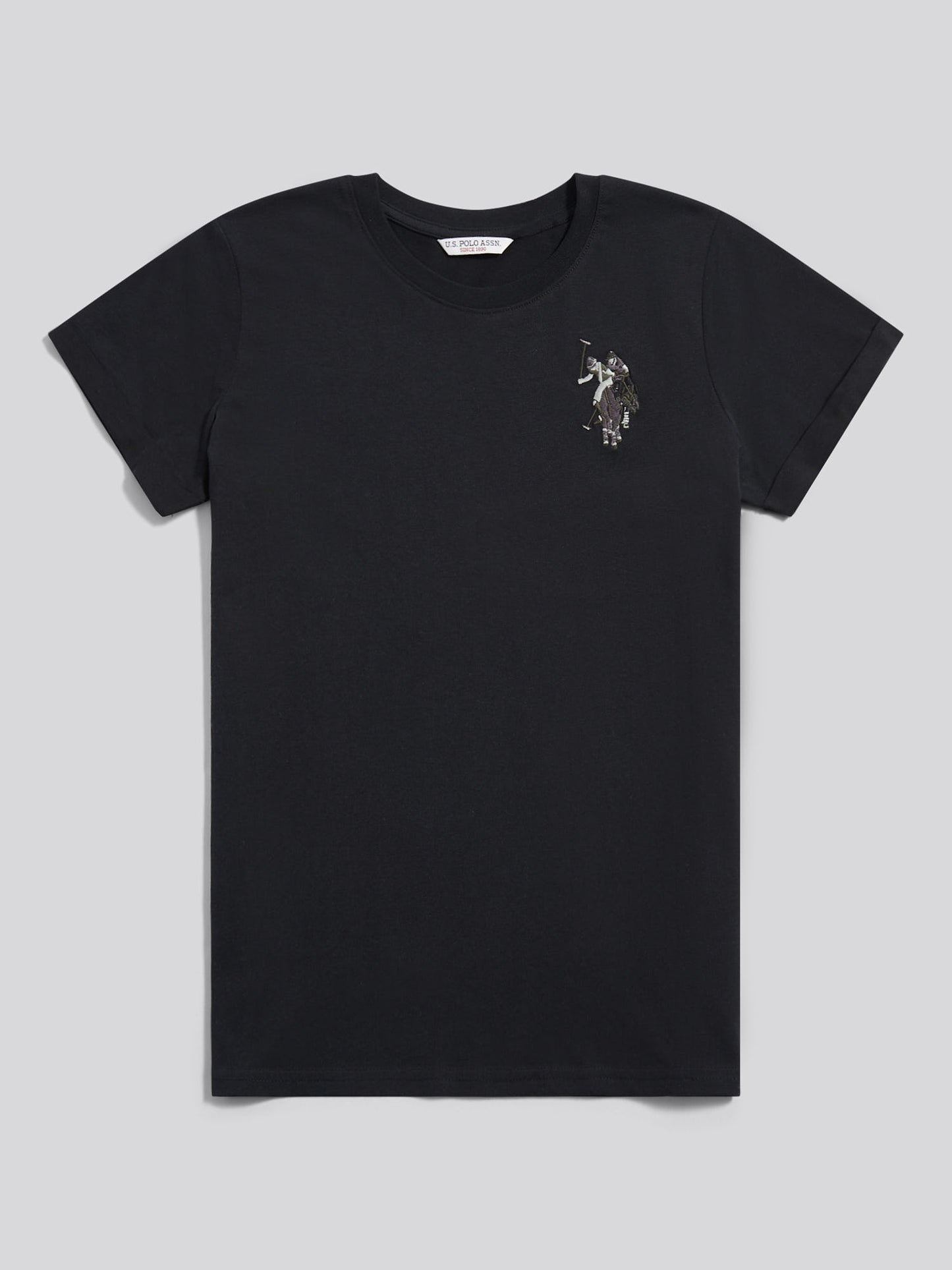 Womens Large Tonal Double Horsemen T-Shirt in Black