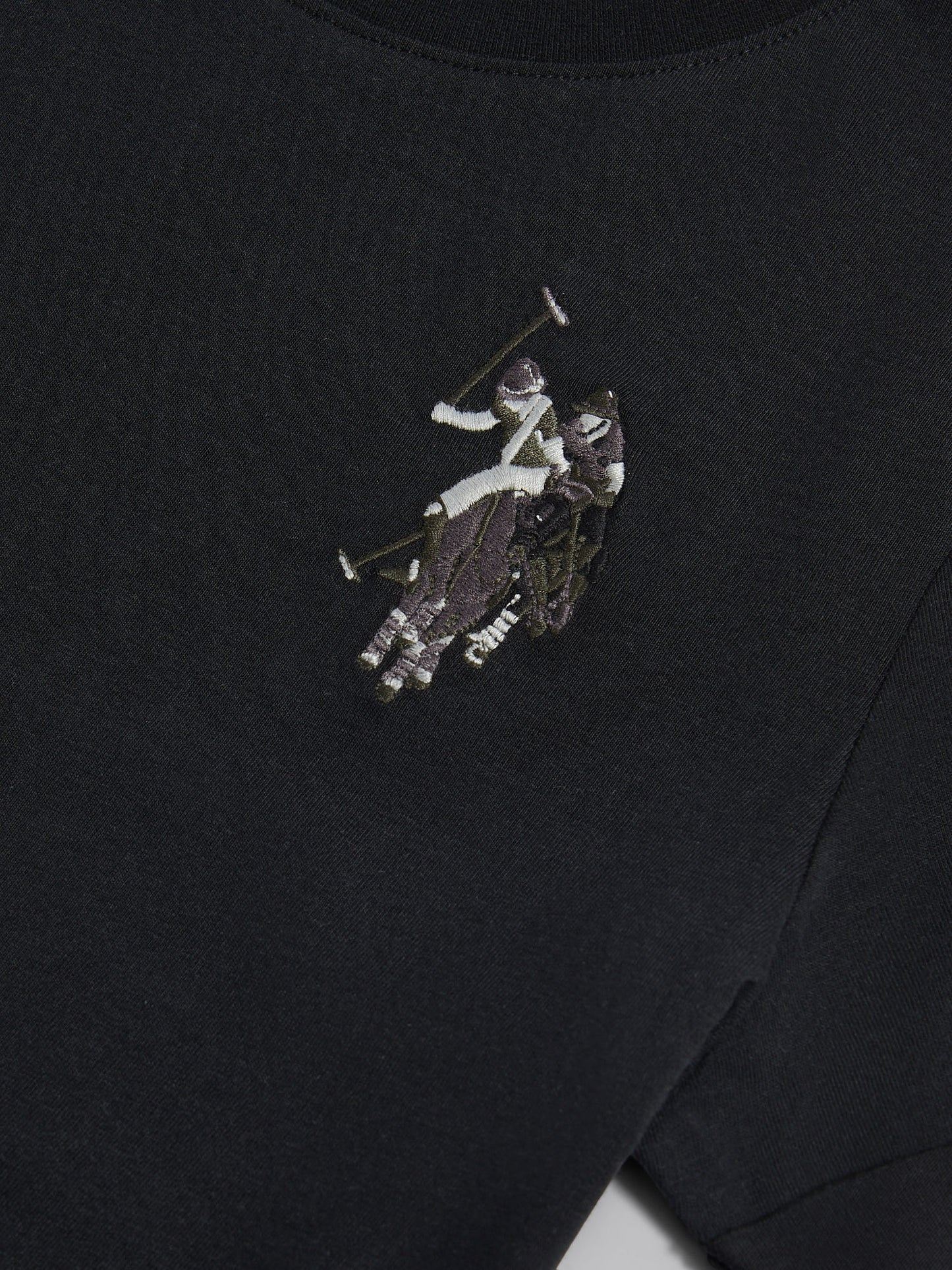 Womens Large Tonal Double Horsemen T-Shirt in Black