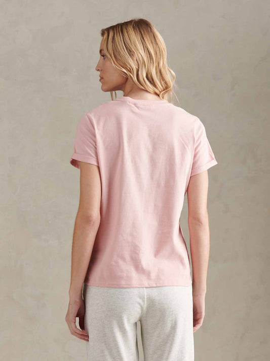 Womens Large Tonal Double Horsemen T-Shirt in Silver Pink