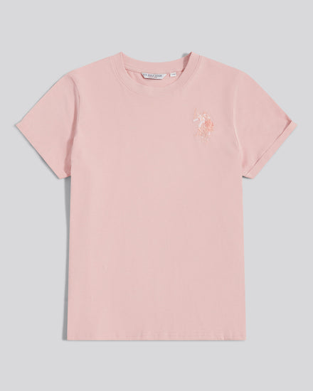 Womens Large Tonal Double Horsemen T-Shirt in Silver Pink
