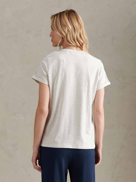 Womens Large Tonal Double Horsemen T-Shirt in Light Grey Marl WUP