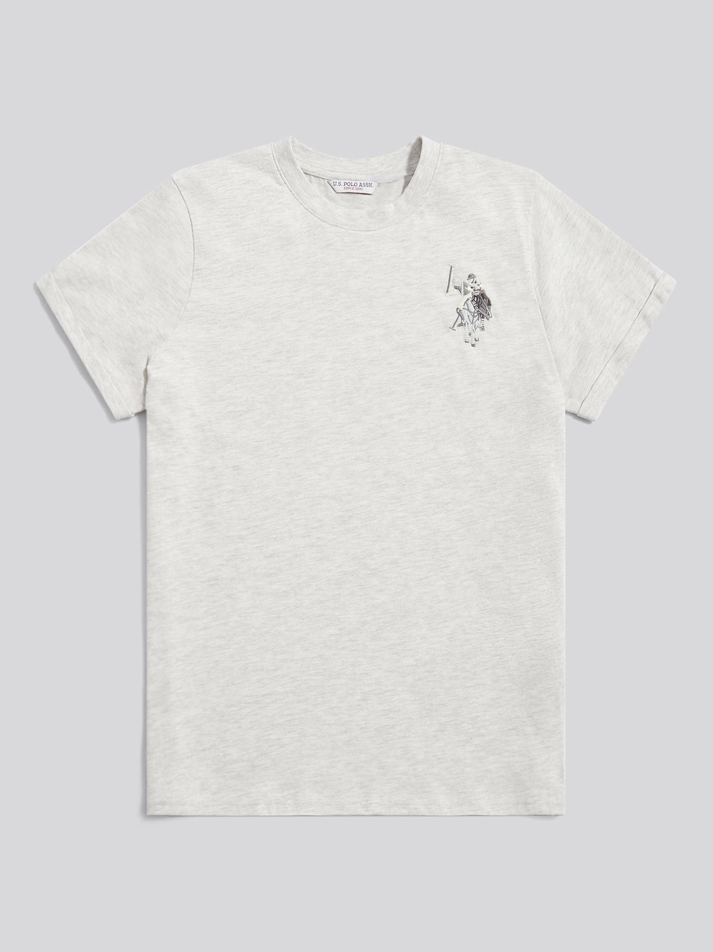 Womens Large Tonal Double Horsemen T-Shirt in Light Grey Marl WUP