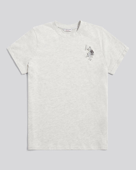 Womens Large Tonal Double Horsemen T-Shirt in Light Grey Marl WUP