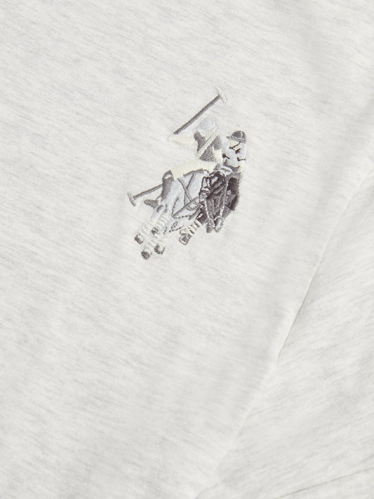 Womens Large Tonal Double Horsemen T-Shirt in Light Grey Marl WUP