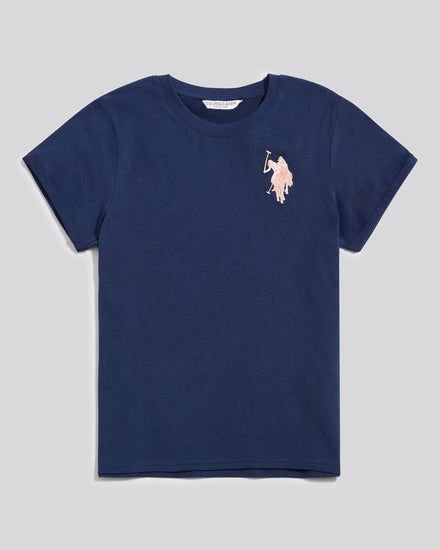 Womens Large Tonal Double Horsemen T-Shirt in Navy Iris
