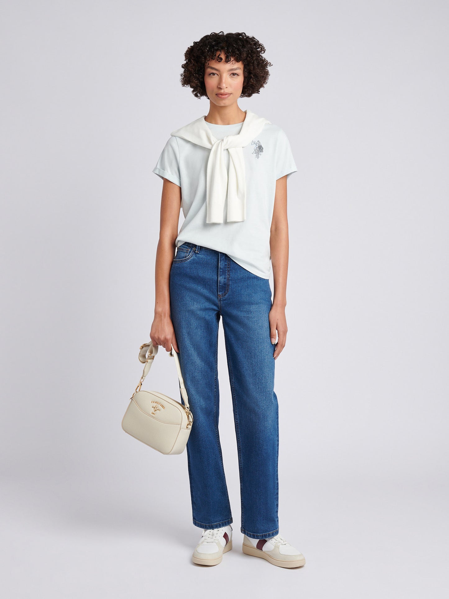 Womens Large Tonal Double Horsemen T-Shirt in Ballad Blue