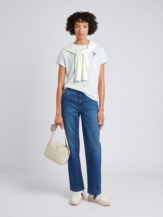 Womens Large Tonal Double Horsemen T-Shirt in Ballad Blue