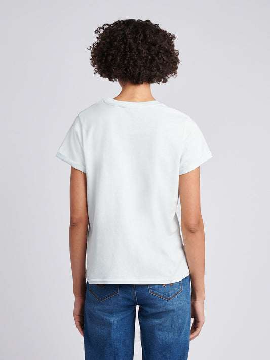 Womens Large Tonal Double Horsemen T-Shirt in Ballad Blue