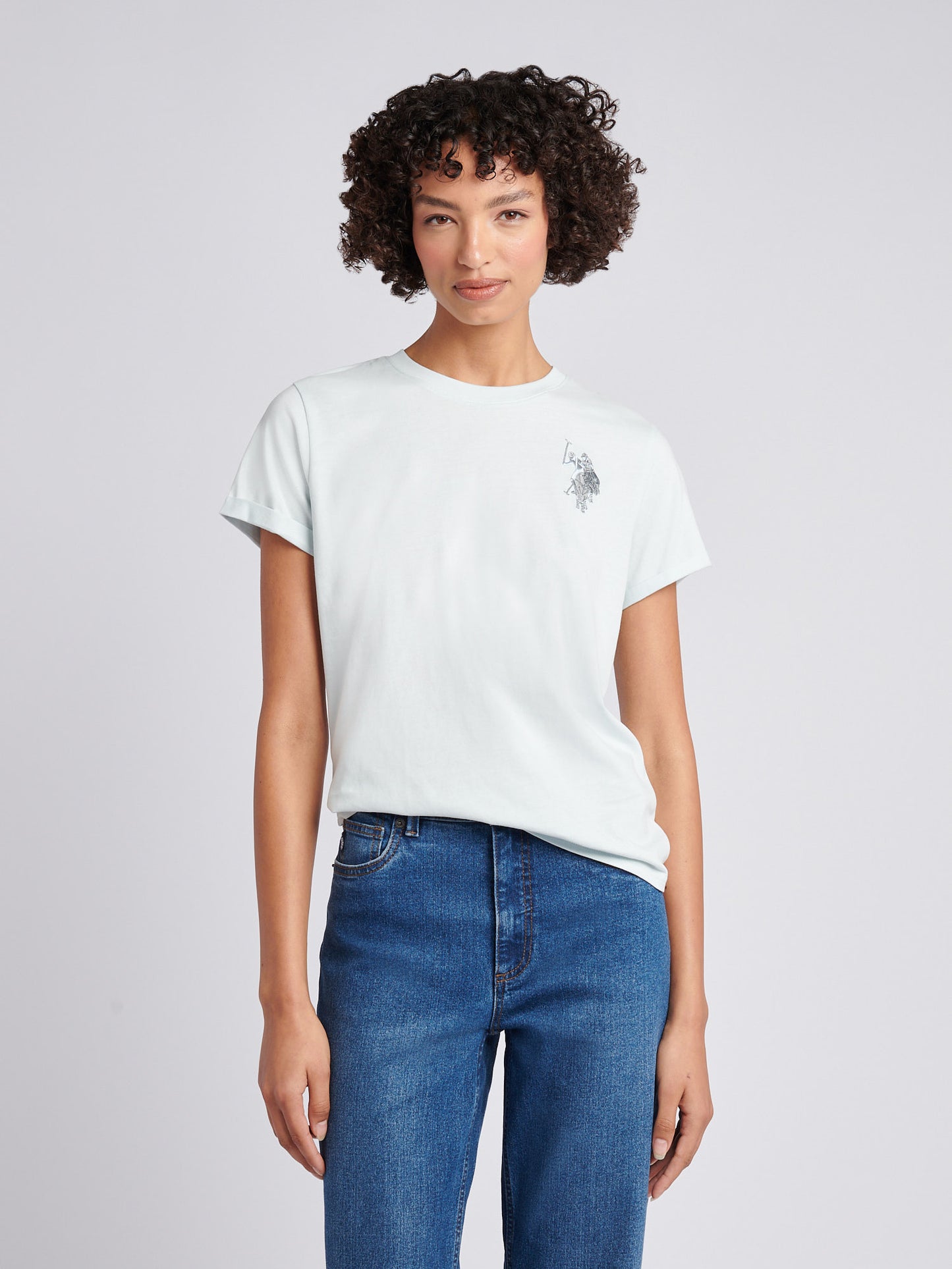 Womens Large Tonal Double Horsemen T-Shirt in Ballad Blue