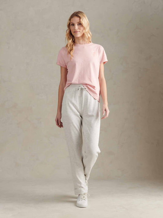 Womens Tonal Double Horsemen Roll Cuff Jogger in Light Grey Marl WUP