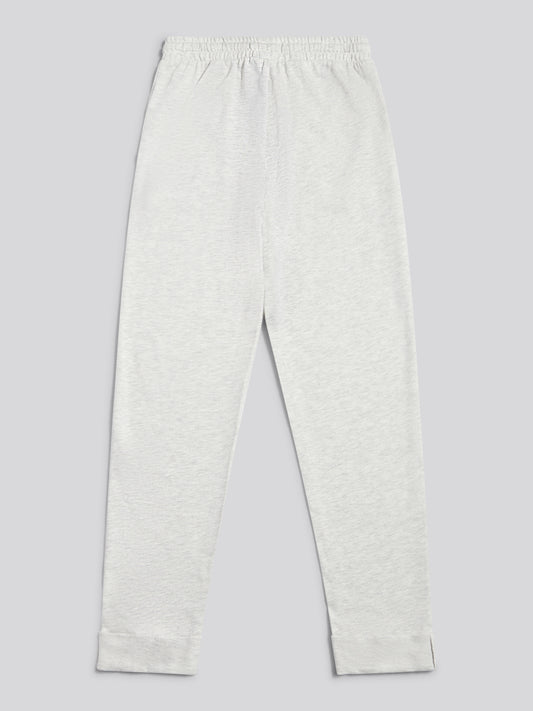 Womens Tonal Double Horsemen Roll Cuff Jogger in Light Grey Marl WUP