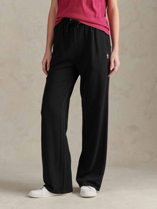 Womens Tonal Double Horsemen Wide Leg Jogger in Black