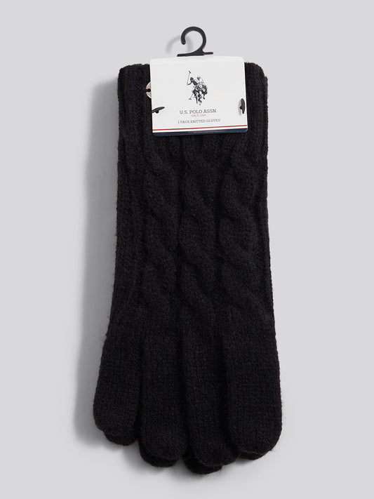 Womens Cable Knit Glove in Black