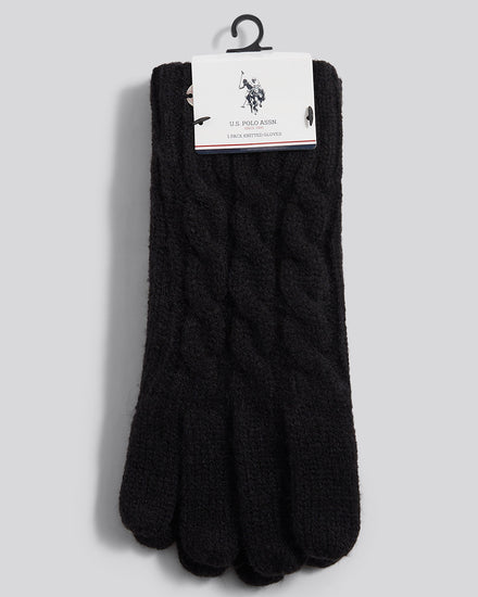Womens Cable Knit Glove in Black