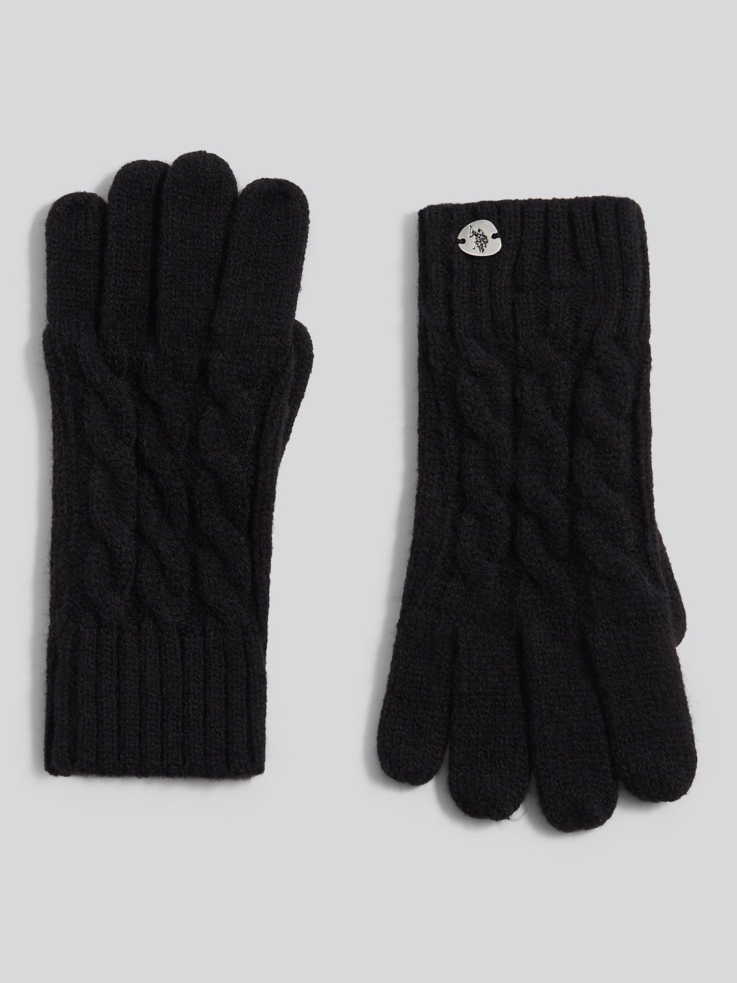 Womens Cable Knit Glove in Black