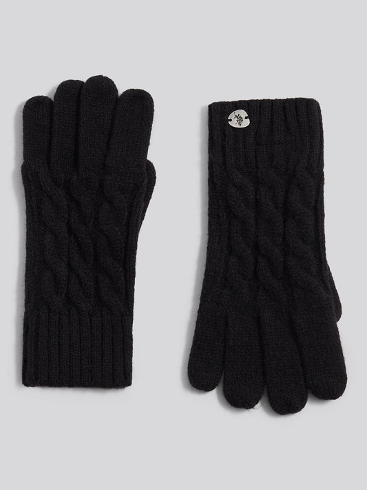 Womens Cable Knit Glove in Black