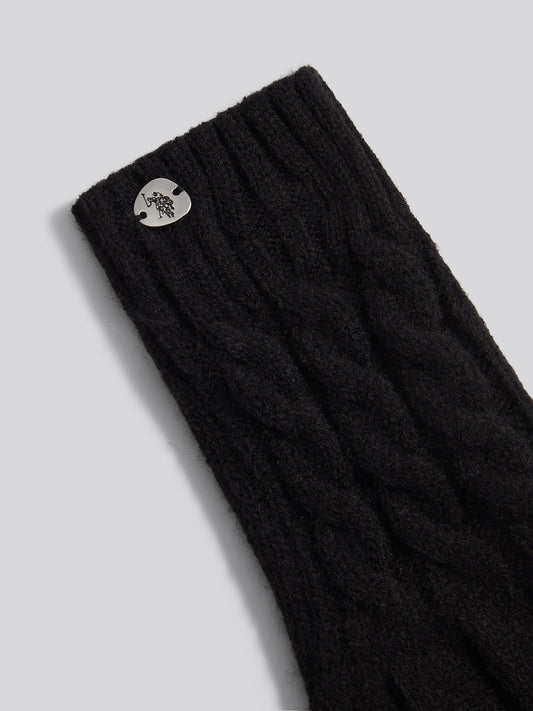 Womens Cable Knit Glove in Black