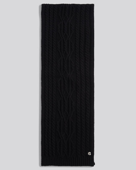 Womens Hanging Twist Cable Scarf in Black