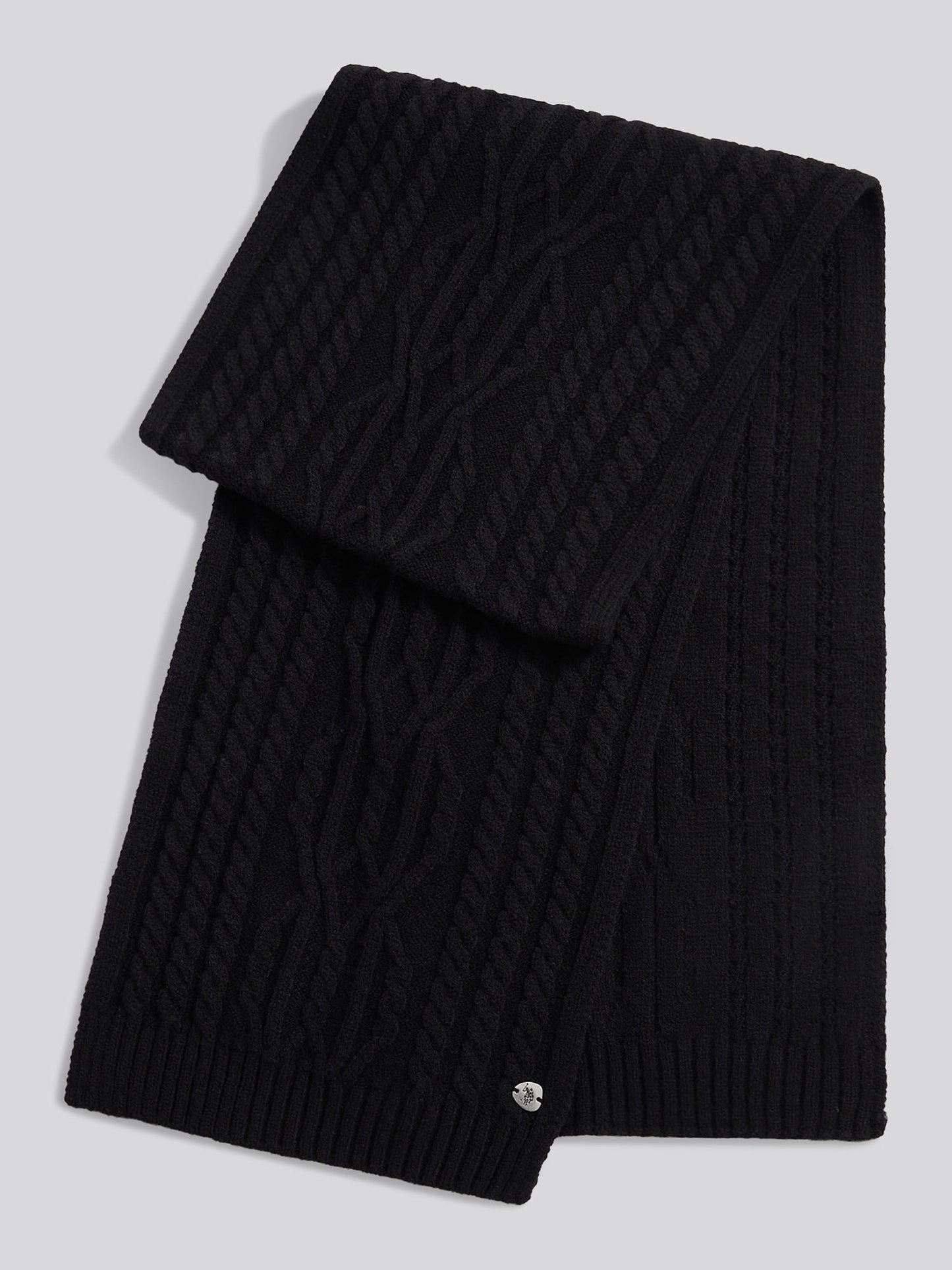 Womens Hanging Twist Cable Scarf in Black