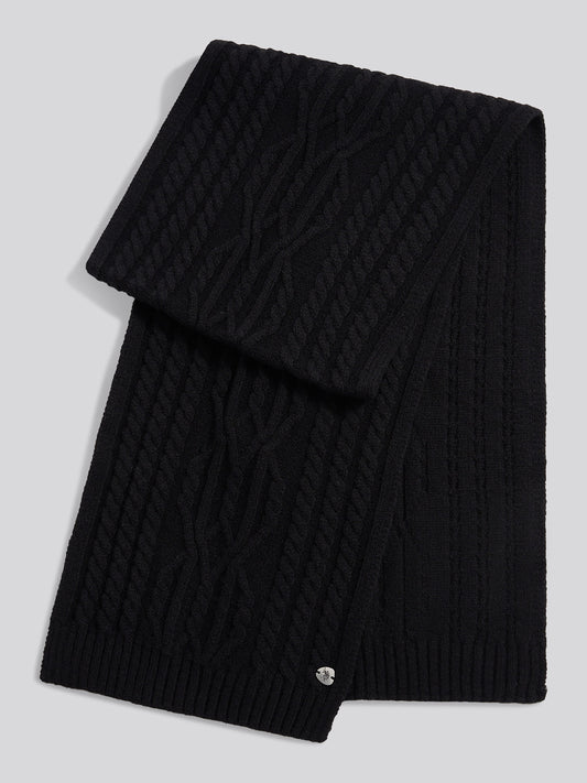 Womens Hanging Twist Cable Scarf in Black