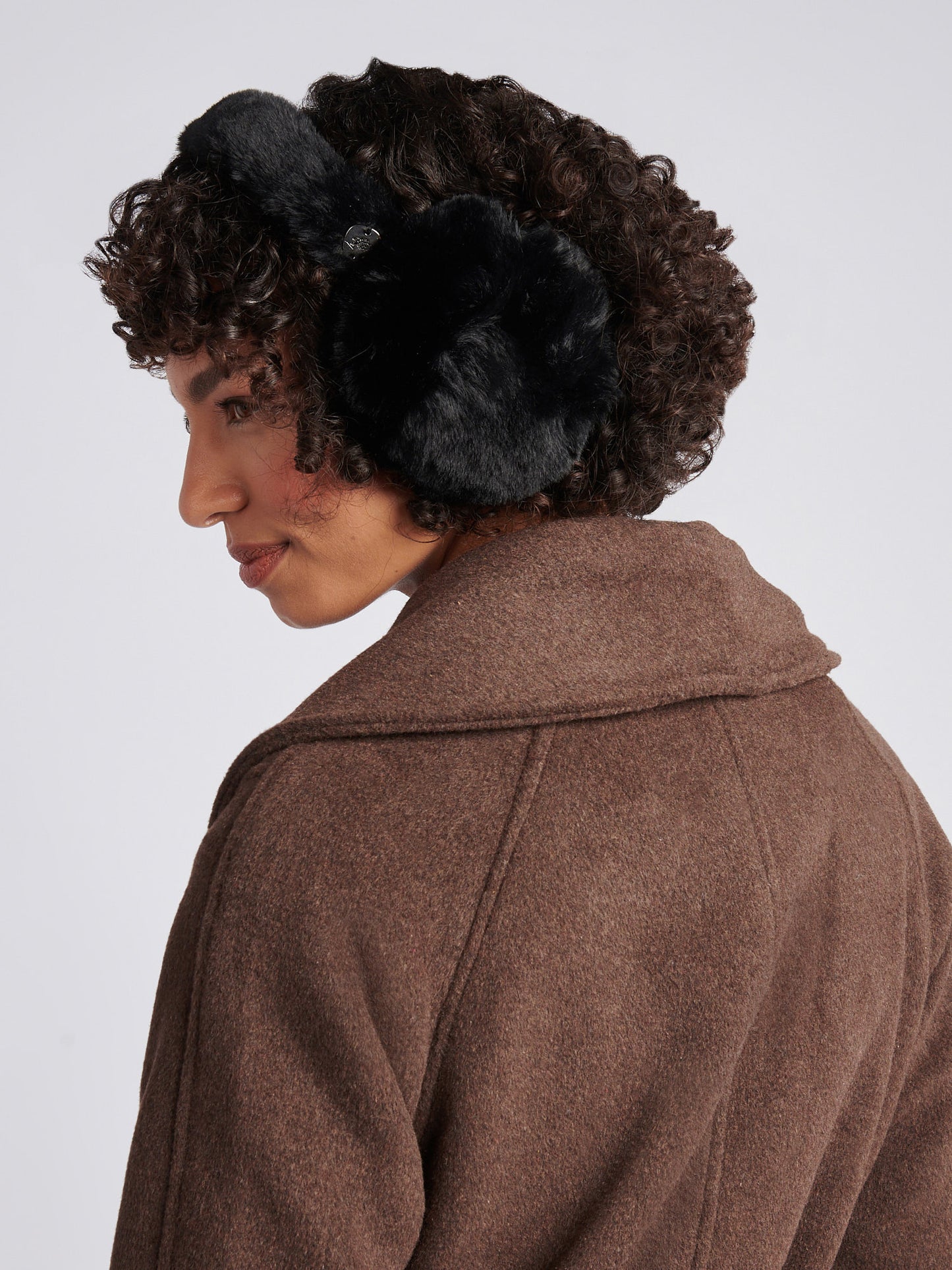 Womens Faux Fur Earmuffs in Black