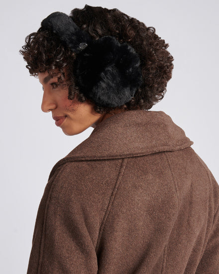 Womens Faux Fur Earmuffs in Black