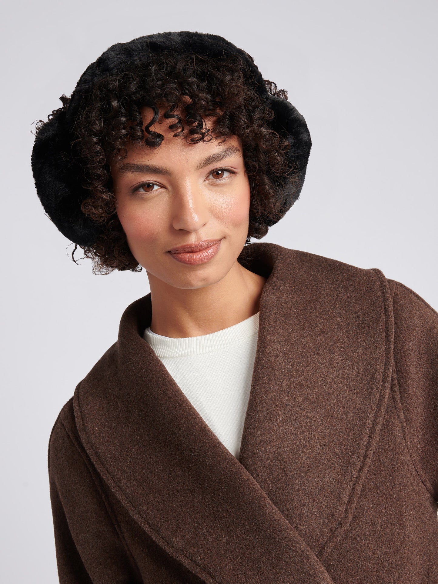 Womens Faux Fur Earmuffs in Black