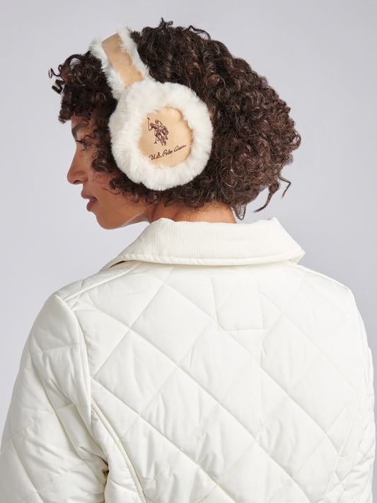Womens Faux Sheepskin Earmuffs in Natural