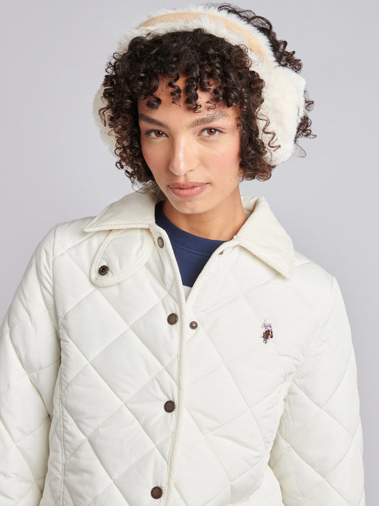 Womens Faux Sheepskin Earmuffs in Natural