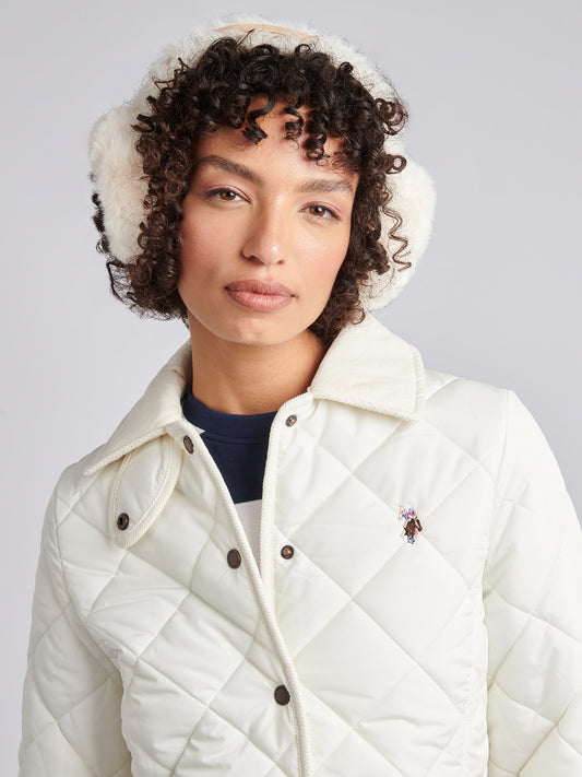 Womens Faux Sheepskin Earmuffs in Natural