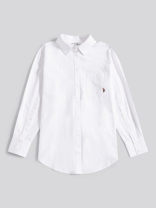 Womens Cotton Poplin Loose Fit Shirt in Bright White