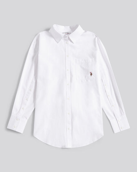 Womens Cotton Poplin Loose Fit Shirt in Bright White