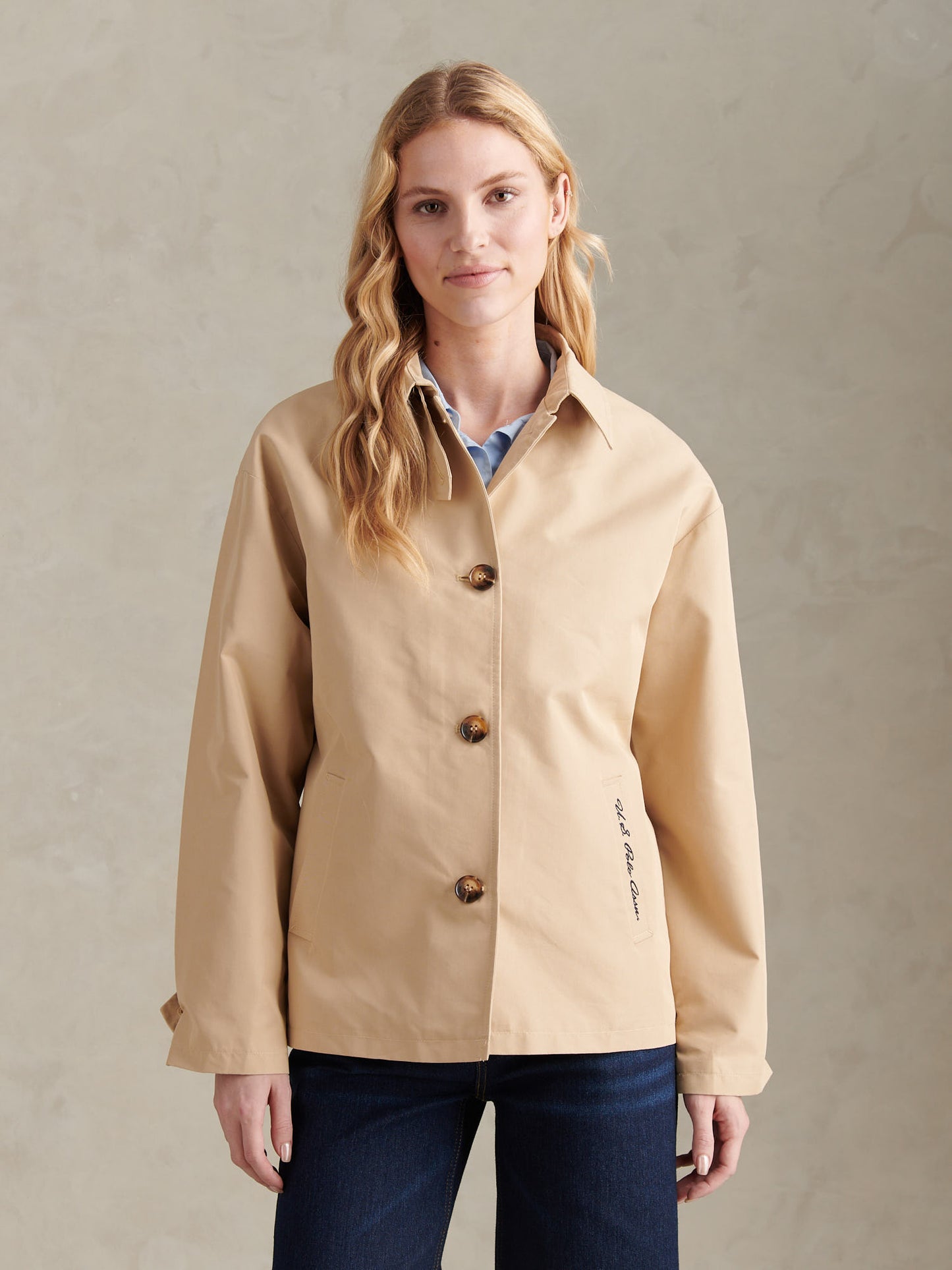 Womens Water Resistant Short Trench Coat Irish Cream