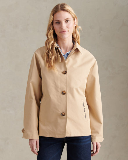 Womens Water Resistant Short Trench Coat Irish Cream