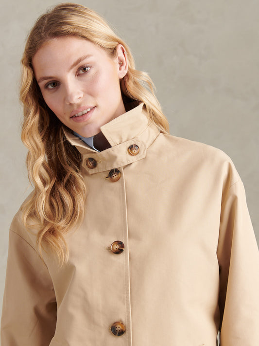 Womens Water Resistant Short Trench Coat Irish Cream