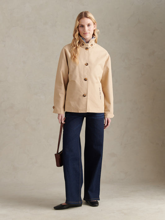 Womens Water Resistant Short Trench Coat Irish Cream