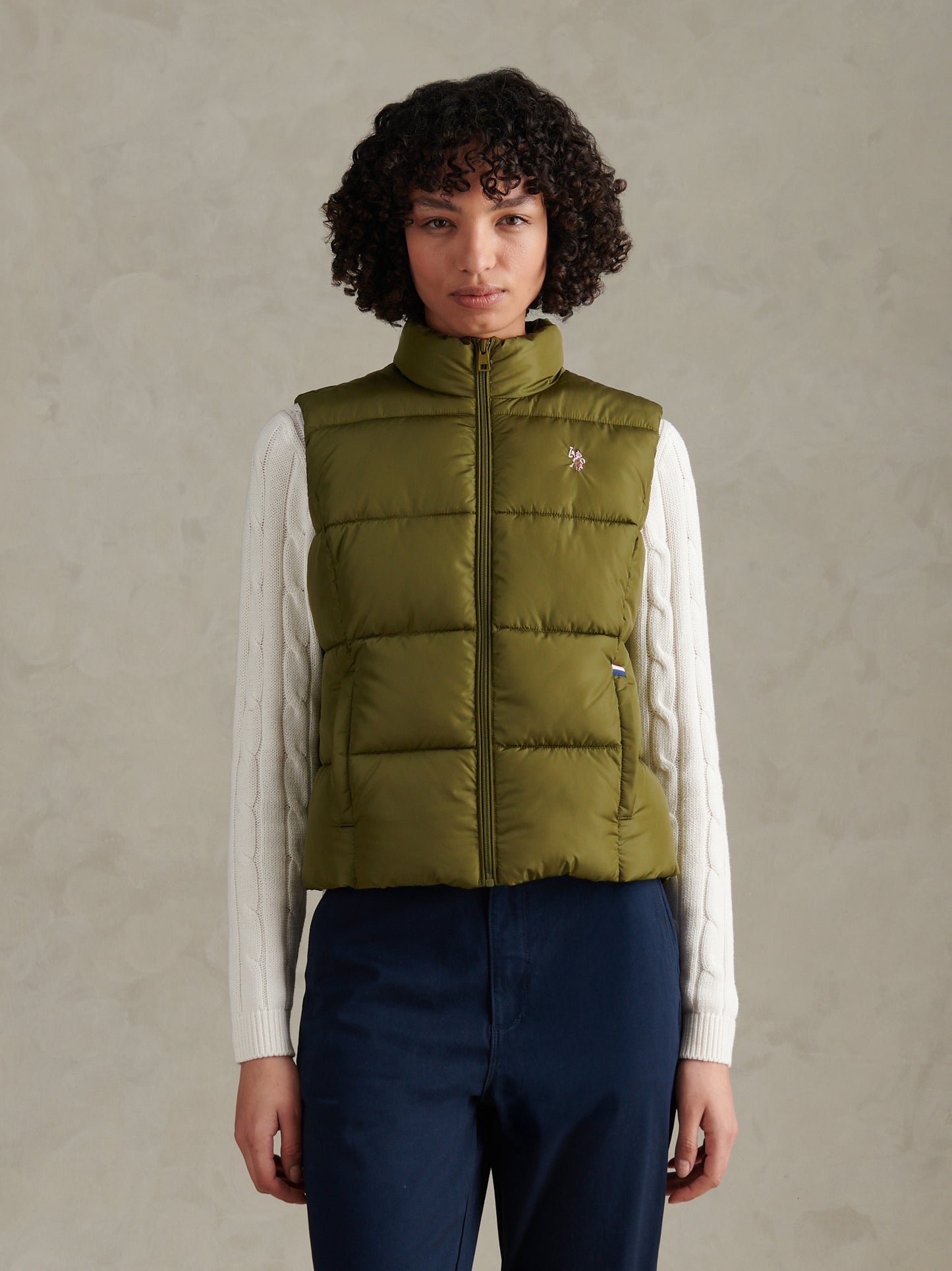 Womens Lightweight Puffer Gilet Olive Branch