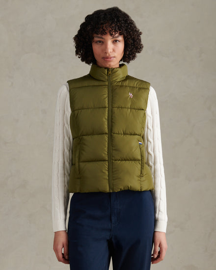 Womens Lightweight Puffer Gilet Olive Branch