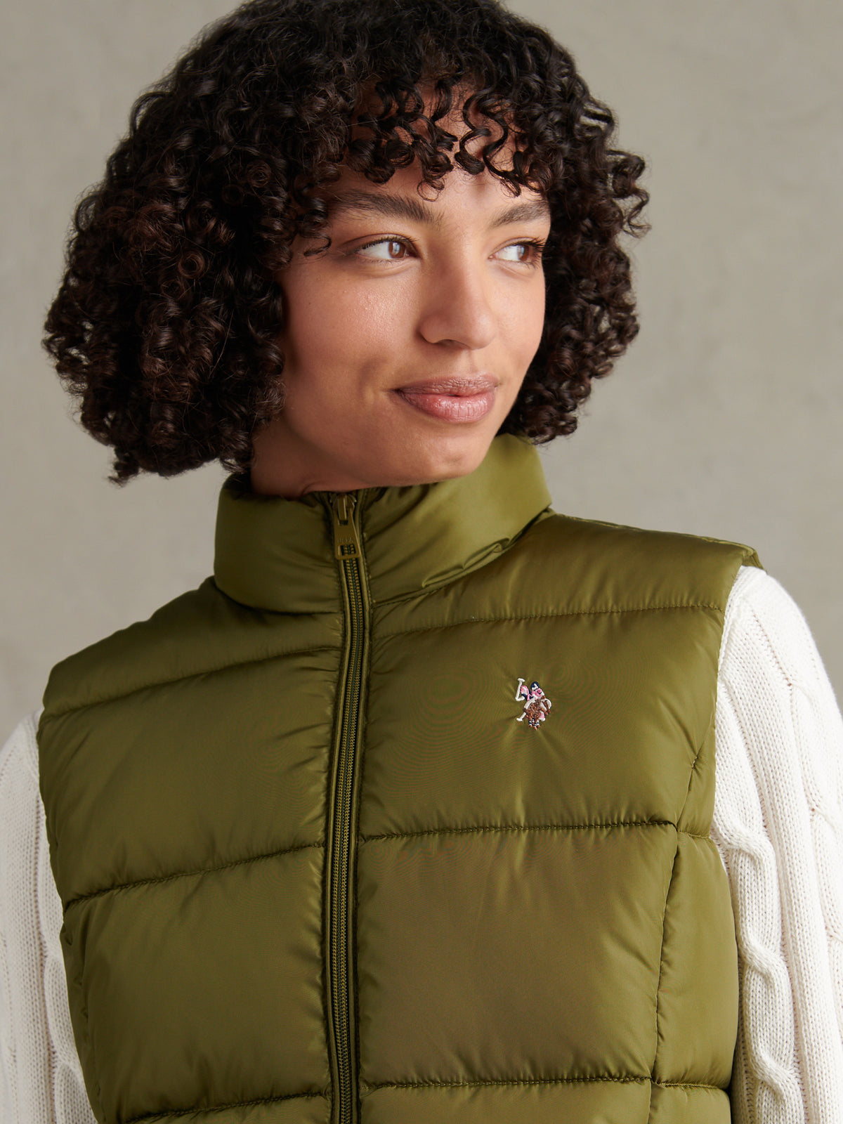 Womens Lightweight Puffer Gilet Olive Branch