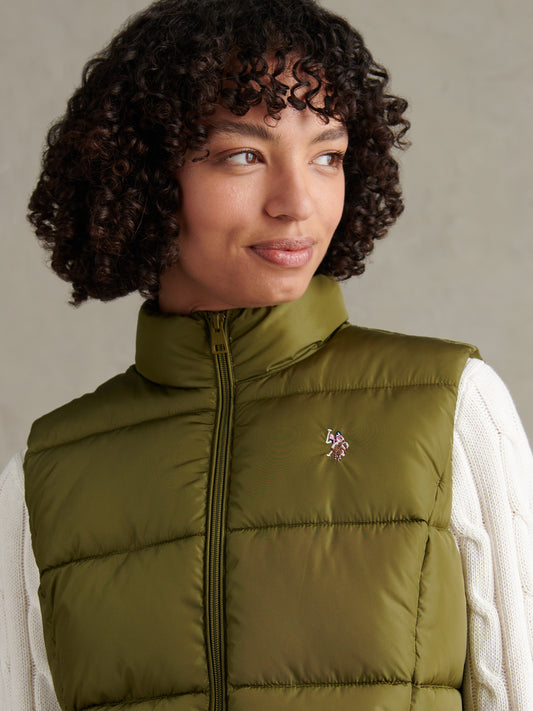 Womens Lightweight Puffer Gilet Olive Branch