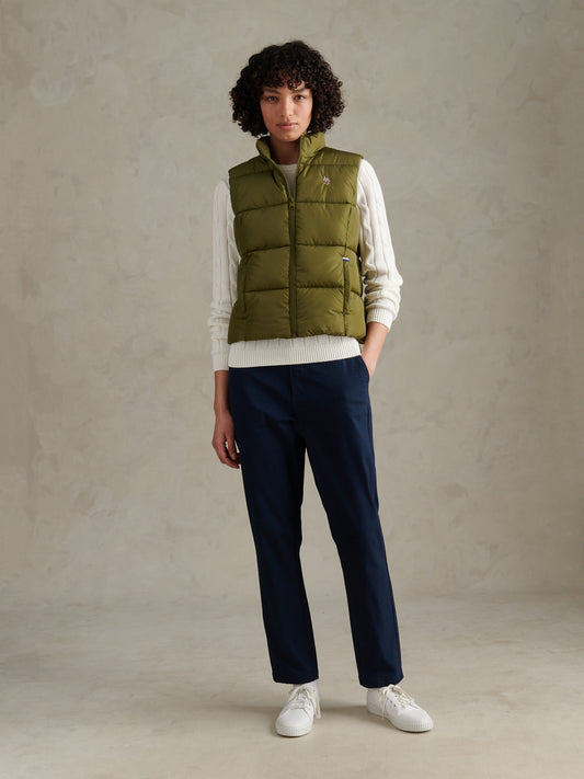 Womens Lightweight Puffer Gilet Olive Branch