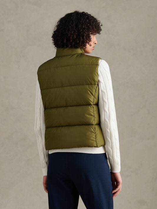 Womens Lightweight Puffer Gilet Olive Branch