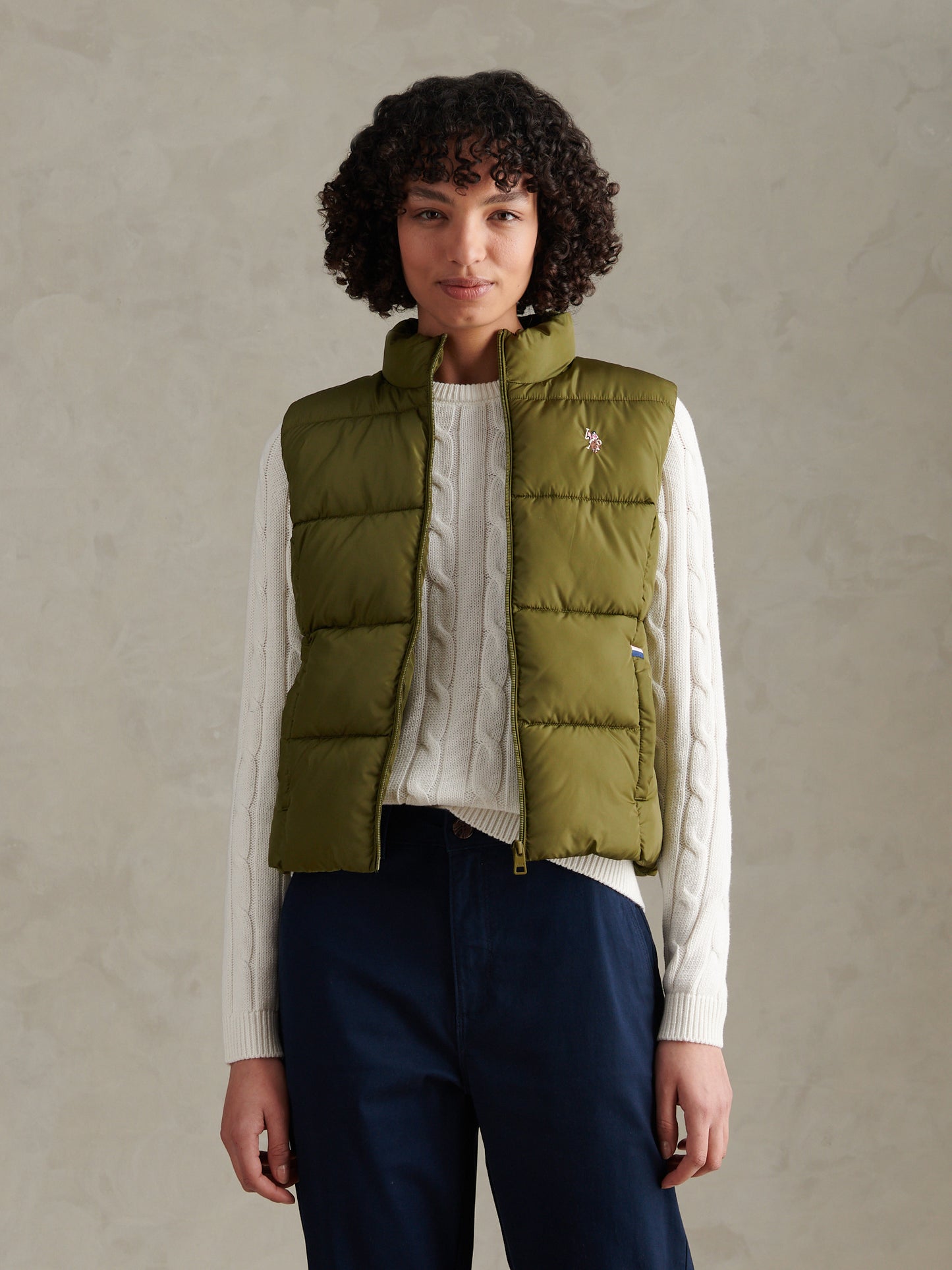 Womens Lightweight Puffer Gilet Olive Branch