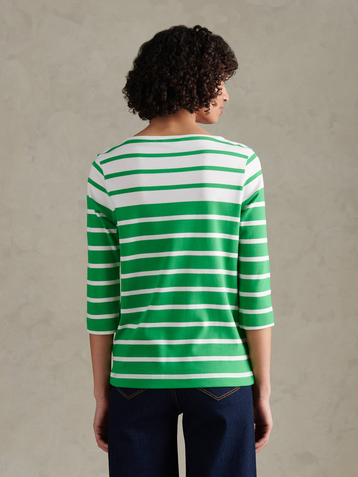 Womens Gradient Stripe Boatneck T-Shirt Kelly Green