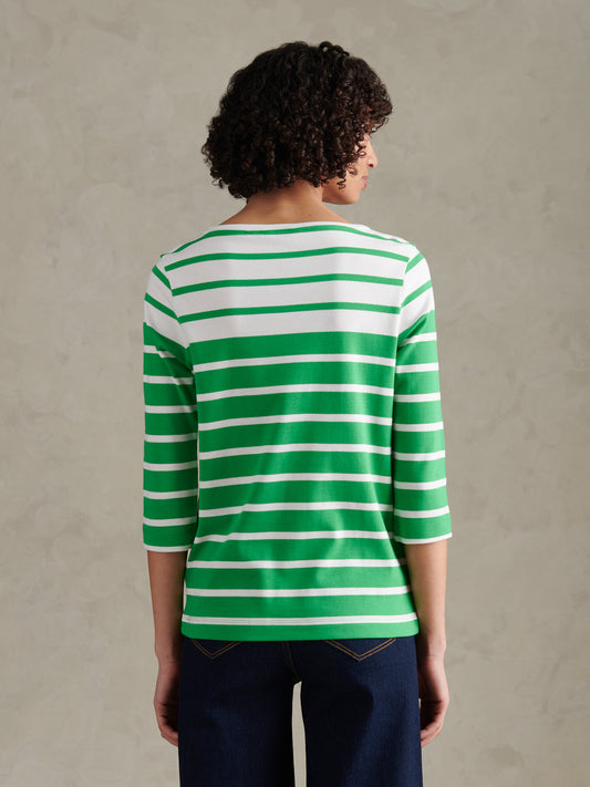 Womens Gradient Stripe Boatneck T-Shirt Kelly Green
