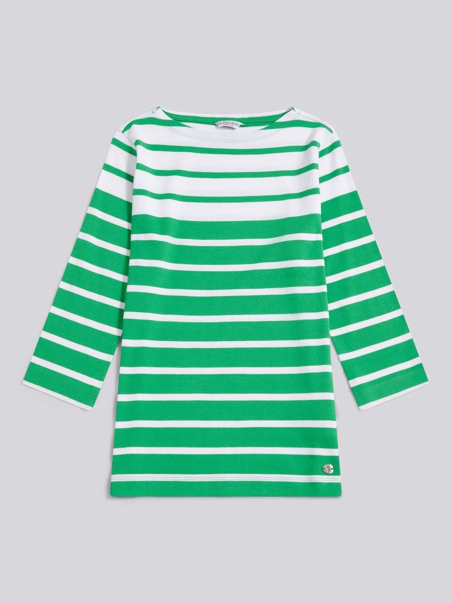 Womens Gradient Stripe Boatneck T-Shirt Kelly Green
