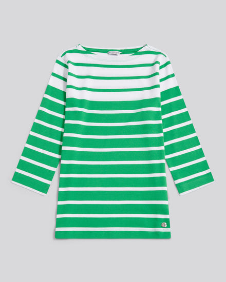 Womens Gradient Stripe Boatneck T-Shirt Kelly Green