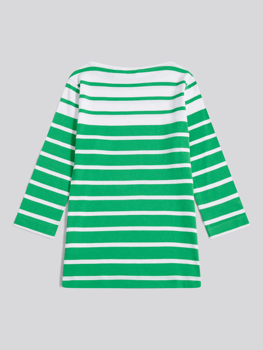 Womens Gradient Stripe Boatneck T-Shirt Kelly Green
