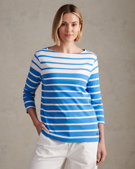 Womens Gradient Stripe Boatneck T-Shirt Regatta Blue